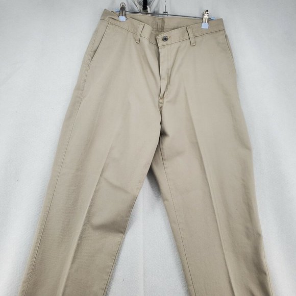 LEE Pants Men's Straight Leg Flat Front 100% Cotton Chinos Brown 33/30 - Picture 4 of 11